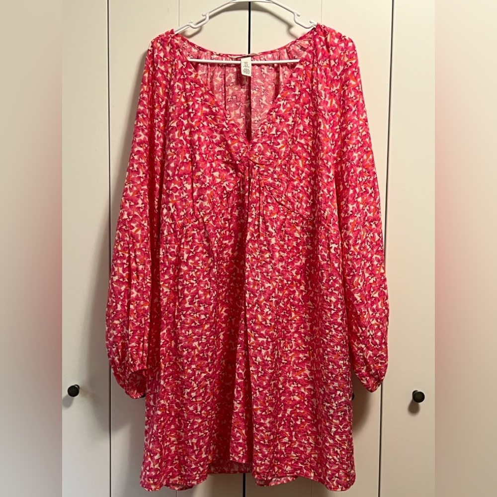 HM Babydoll style dress pink floral XL